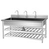 Fregadero de Acero Inoxidable Fregadero Individual Engrosado Fregadero para Lavado de Tropas Fregadero para Verduras Fregadero para Lavar Estante de Almacenamiento Cantina Escolar Fregadero Largo