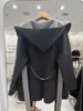 Nuevo Abrigo de Lana de Doble Cara de Color Contrastante para Otoño e Invierno 2025 Chaqueta Albornoz Suelta de Lana con Capucha Ajustada Ropa Femenina Transfronteriza