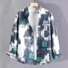 Camisa Retro Japonesa de Trabajo Estampado de Letras Graffiti para Hombre Manga Larga Nueva Tendencia Primavera Otoño Holgada Casual