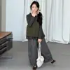 Conjunto de Primavera y Otoño para Niñas 2026 Nueva Moda Estilo Coreano para Niños Mayores, Chaleco de Punto, Camisa, Pantalones de Pierna Ancha Conjunto de Moda