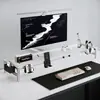 Soporte de Monitor de Aluminio ZOX Premium, Soporte Modular para Computadora de Escritorio, Organizador de Escritorio de Acrílico