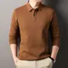 Camisa Polo 2025 para Homem 2025 Primavera Novo Estilo Manga Longa Gola Lapela Cor Sólida Casual Camiseta Masculina Atacado Dropshipping