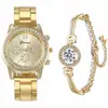 Fonte Direta da Fábrica Relógio de Quartzo Cravejado com Diamantes Luxo Pulseira de Aço Caixa de Presente para Mulheres Terno Versátil Casual Moda Relógio de Pulso