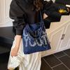 Bolsa de Lona de Gran Capacidad para Mujer 2025 Moda Retro Casual Clase Viaje al Trabajo Hombro Cruzada Debajo del Brazo