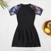 Maiô Peça Única para Mulheres, Estilo Esportivo com Zíper Conservador, Roupa de Surf com Proteção Solar, Estilo Saia Triângulo de Comércio Exterior, Tamanho Grande 3XL 5XL