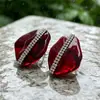 Brincos Ancora com Esmalte Vermelho Drip, Design Vintage de Luxo Leve, Brincos de Cristal Vermelho de Alta Qualidade, Novos Brincos 2025