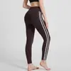 Calça de yoga color block para mulheres, cintura alta, levanta bumbum, controle de barriga, leggings de ginástica, design de pêssego no bumbum, listrada, alta elasticidade, calça atlética justa