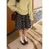 Ruo Xin Saia Curta Midi Estilo Miu Retrô Poá Florzinhas Outono Feminina Solta Cobre os Quadris Saia Balão Abóbora