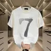 Camiseta Masculina Tendência de Luxo Manga Curta Verão 2025 Novo Estilo Ins Solta Fina Gola Redonda Algodão Puro Top Fresco Tee