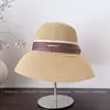 Sombrero de Paja Tejida Elegante Estilo Francés con Lazo Plegado para Salidas, Protección Solar, Sombrero Tipo Cubo con Estilo, Sombrero de Pescador Versátil
