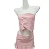 Lencería Sexy para Mujer, Conjunto de Uniforme de Chica Conejito Sexy Puro Deseo Estilo Abstinencia, Falda Hot Girl, Top sin Tirantes, que Muestra la Cintura, Venta al por Mayor