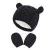 Gorro de punto para bebé, gorro de otoño e invierno 2020, conjunto de guantes, bonito gorro con forma de oreja pequeña para bebé, para niños y niñas.