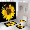 Nueva cortina de ducha con estampado digital de girasol ojales metálicos ganchos de plástico venta directa de fábrica grande favorablemente