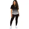 2023 Comércio Exterior da Amazon Europeu e Americano Estampa Digital Gradiente Casual Conjunto de Duas Peças Roupa de Casa para Mulheres