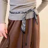 Bufanda Larga de Seda con Puntos de Cristal Perla Cadena para Cintura Moda Retro Diseño de Cinturón de Lujo Ligero Accesorios de Cintura de Nicho