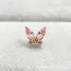 ASTMF-13 Liga de Titânio Zircônia Dourada Brincos de Tarraxa Borboleta Titânio G23 Rosca Interna Zircônia Piercing de Lábio Cabeça de Piercing