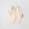 Macacão com detalhe de renda novo primavera e outono sem ossos bebê manga longa fofo macacão infantil pijama amigo da pele estilo coreano