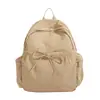Mochila Plissada Estilo Coreano Taslon Cor Pura Simples Versátil Mochila Casual Grande Capacidade Bolsa Escolar para Mulheres