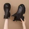 Botines gruesos estilo Martin para mujer, nueva colección otoño/invierno 2026, estilo británico, adecuados para mujeres menudas, retro y versátiles, punta redonda, forrados de peluche, botines cortos