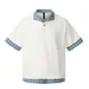 Camisa Polo de Hombre Parche Cuadros Falso Dos Piezas, Camiseta Casual de Manga Corta a la Moda de Verano Estilo Europeo y Americano con Sentido del Diseño