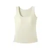 Oferta EspecialOutono/Inverno Camisola de Essência de Orquídea em Tencel para Mulheres, Novo Estilo com Bojos Embutidos, Colete Quente de Lã, Leve, Cor Sólida, Camada Interna