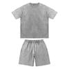 Conjunto de Camiseta de Manga Corta con Cuello Redondo y Shorts de Marca de Moda, Corte Holgado, Hombro Caído, Estilo Americano Oversize, Camiseta para Pareja, Estilo Ins