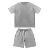 Conjunto de Camiseta de Manga Corta con Cuello Redondo y Shorts de Marca de Moda 2025, Estilo Americano Oversize Holgado con Hombros Caídos, Camisa para Pareja, Ropa Casual