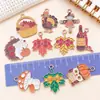 10 Gota de Aceite Dibujos Animados Serie de Acción de Gracias Lazo Hoja de Arce Erizo Hongo Colgante de Aleación Accesorios para Joyería DIY