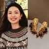 Pendientes Vintage de Resina Plegada con Borlas y Ganchos de Plata, Estilo Versátil para el Trabajo, Pendientes de Nicho de Alta Gama para Mujer