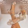 Sandalias de Cuña para Mujer 2025 Verano Nuevo Estilo Sencillo de Una Correa Punta Redonda Estilo Hada Punta Abierta Tacones Altos Talla Grande Exportación