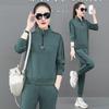 Terno de moletom feminino primavera e outono 2022, nova marca de moda emagrecedora, início da primavera, estilo Hong Kong, conjunto de duas peças para lazer e esportes