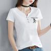2930 # Camiseta de Verano de Manga Corta para Mujer (Toma real) (95 Algodón 5 Spandex) (Añadir 2Xl/3Xl)