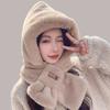 Touca e Cachecol Acolchoados Tudo-Em-Um Cachecol de Inverno Feminino Urso Bonito Estilo Outono e Inverno Versátil Fashion Quente Chapéu de Proteção para as Orelhas