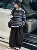 Conjunto de Suéter Rayado para Niñas 2026 Otoño/Invierno Nuevas Llegadas para Niños Medianos a Mayores Suéter de Punto Colorblock Pantalones Largos de Pana Conjunto de Dos Piezas