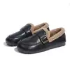 Zapatos de Lona Cálidos para Mujer, Mocasines Peludos de Estilo Retro Francés 2026 con Hebilla, Planos, Slip-on, Casual para Exteriores