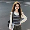 Conjunto Rayado Estilo Coreano para Niñas Tendencia Otoño Niños Medianos y Grandes Elegante Falso Dos Piezas Camiseta + Conjunto Casual de Dos Piezas para Niños