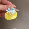 Pendientes de Flor Coloridos con Aguja de Plata Estilo Vacaciones de Verano, Pendientes de Moda de Lujo Ligero de Alta Gama, Accesorios para Orejas de Nicho para Mujeres