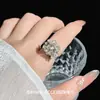 Fogos de Artifício de Cristal de Gelo Estrela Explosão Radial Transparente 3D Design de Anel Senso de Design Nicho Único Criativo Anel