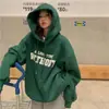 Moletom com Capuz de Veludo Outono e Inverno Transfronteiriço para Mulheres, Top Solto com Letras, Jaqueta para Casal de Estudantes, Roupa Feminina Transfronteiriça