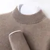 Nova camisa básica de caxemira com gola semimangalha para outono e inverno, suéter de tricô com gola alta de luxo leve