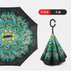 Paraguas Invertido Automático de Doble Capa con Mango Largo para Hombres y Mujeres, Protección Solar, Lluvia o Sol, Parasol Grande de Doble Capa Resistente al Viento para Montar en el Coche
