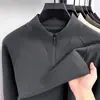 Moletom térmico autocalorífico masculino modelo novo outono e inverno 2026, gola alta com zíper parcial, moletom de camada base espesso e quente para homens