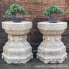 Estante de Flores Tallado en Piedra Antigua Jade Blanco Patio Viejo Jardín Chino Estante Antiguo Set de Flores Bonsái Mesa Piedra Taburete Mesa de Té