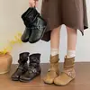 Botas femininas Outono/Inverno 2026 com aumento interno de altura, novas botinas estilo britânico, estilo retro western, botinas femininas casuais de nicho, luxo leve