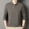 Camisa tipo polo de manga larga para hombre transfronteriza, adecuada para primavera y otoño, estilo casual de negocios, con cuello, diseñada para hombres de mediana edad y mayores, un atuendo elegante para papás