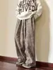 Estilo Hong Kong Plantação de Rua Floral High Street Personalidade Cool Nicho Moda Jovem Tendência Calça Reta Forrada com Fleece Masculina Tendência