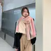 Xale estilo coreano versátil grosso quente sala de escritório com ar condicionado capa cachecol dupla face tipo caxemira para mulheres inverno