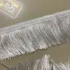 Borla Decorativa para Camión de 10 cm con Borde Dorado Estilo Barba de Dragón Recta Adorno de Flecos para Ropa Accesorios para Ropa Borla de Encaje para Borde de Cortina