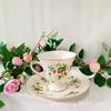 Taza de café y platillo de cerámica fina vintage de estilo europeo, adecuado para Phnom Penh, taza de té con rosa amarilla, taza de restaurante francés para el hogar