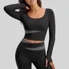 Juyitang Ropa Exterior de Bloques de Color Primavera y Otoño Ajustada de Fitness Ropa de Yoga Durazno Top Deportivo Manga Larga